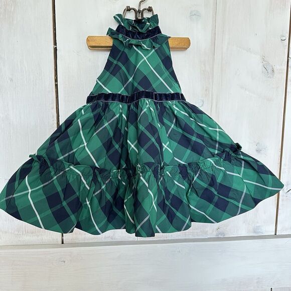 Janie Jack Baby‎ Girl 6-12 Months Tartan Party Dress Navy Green